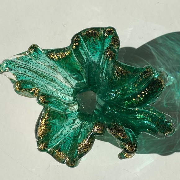 Vintage Teal Murano Glass  Small Trinket Dish / Salt Cellar - Picture 2 of 10